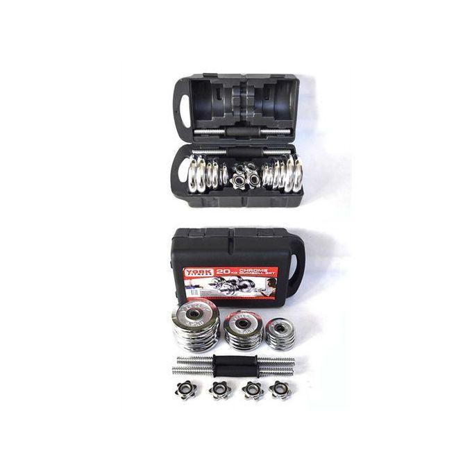 Kit d'haltères chromées 20KG York Fitness