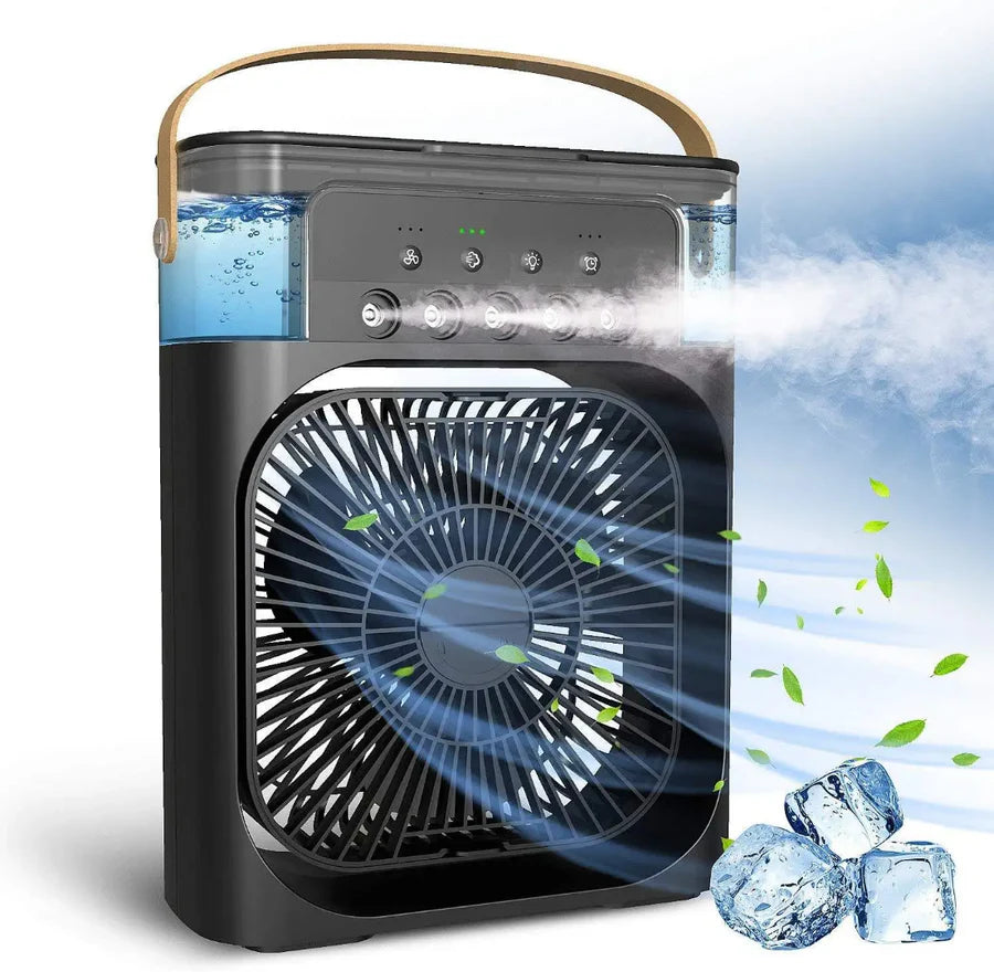 Ventilateur de climatisation portable Humidificateur d'air alimenté par USB 7 LED Petit refroidisseur d'air avec 3 vitesses Ventilateur de refroidissement ultra silencieux