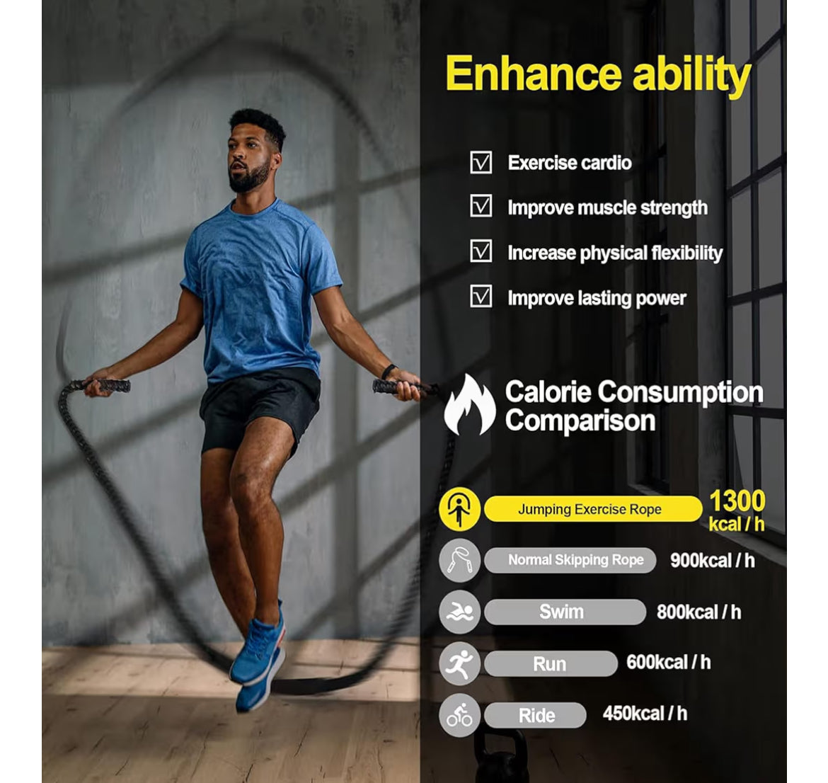 Corde à sauter lestée Entraînement de puissance pour améliorer la condition physique