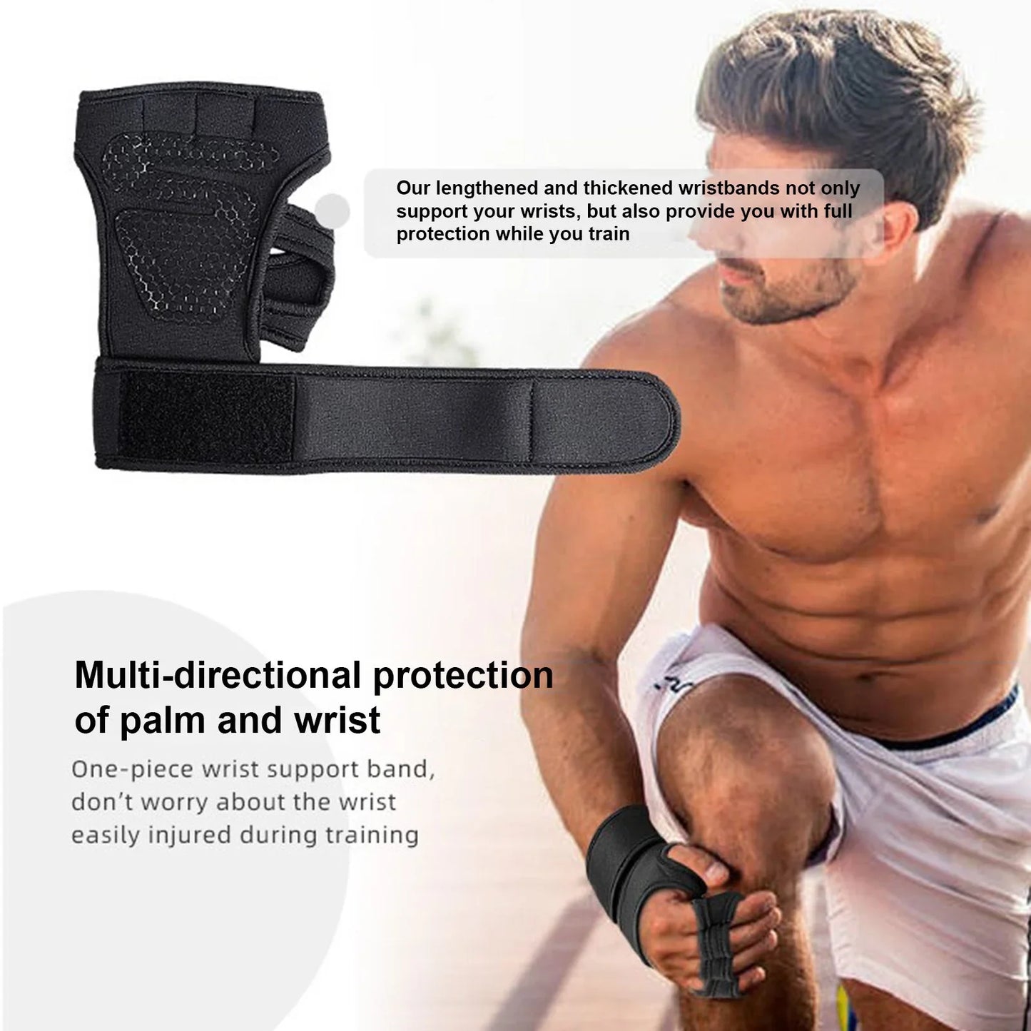 Gants avec Bracelet de Poignet Sport Haute Élasticité Absorption de la Sueur Antidérapant