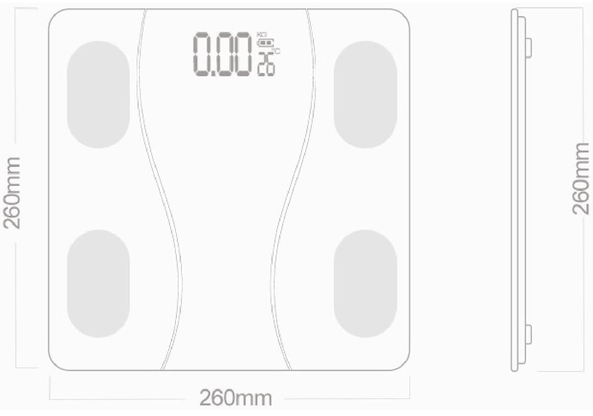 Pèse-personne intelligent avec analyseur de graisse corporelle, connecté Bluetooth et application (noir)