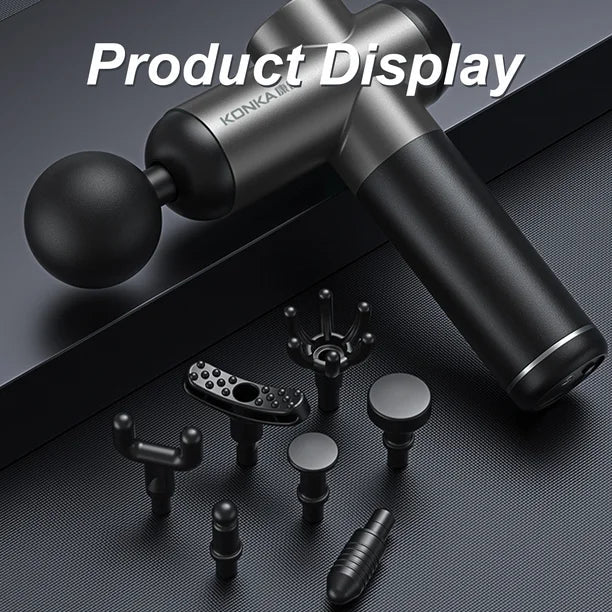 Pistolet de massage musculaire avec 99 niveaux d'intensité et 8 tètes