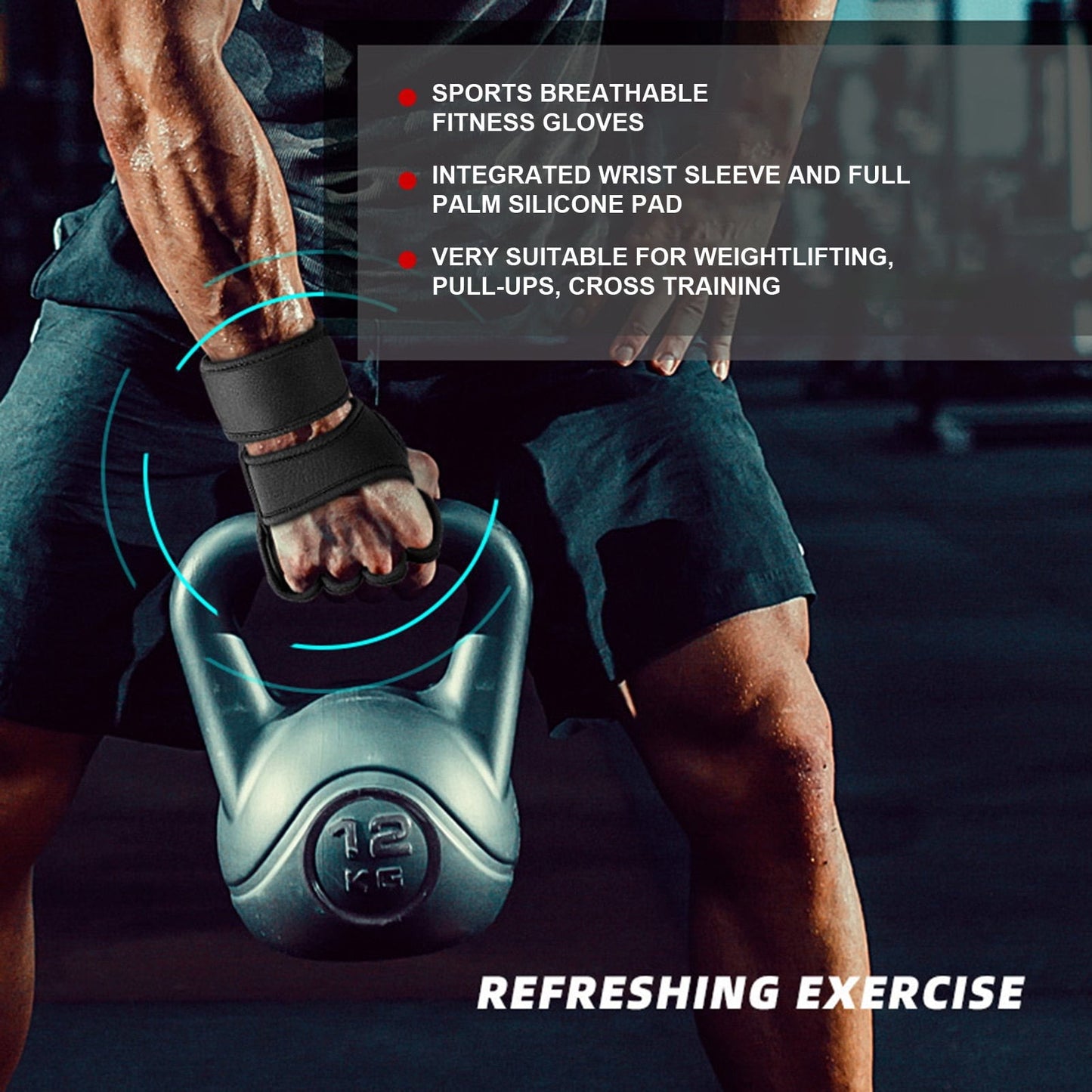 Gants avec Bracelet de Poignet Sport Haute Élasticité Absorption de la Sueur Antidérapant