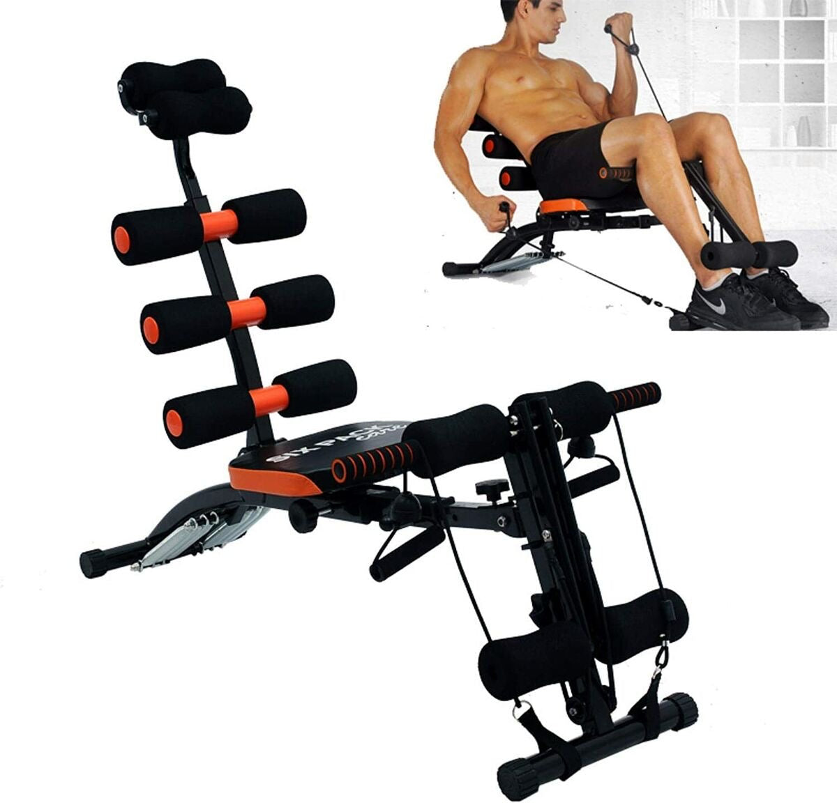 Fitness Banc multifonctions pour abdominaux fitness avec bande résistance