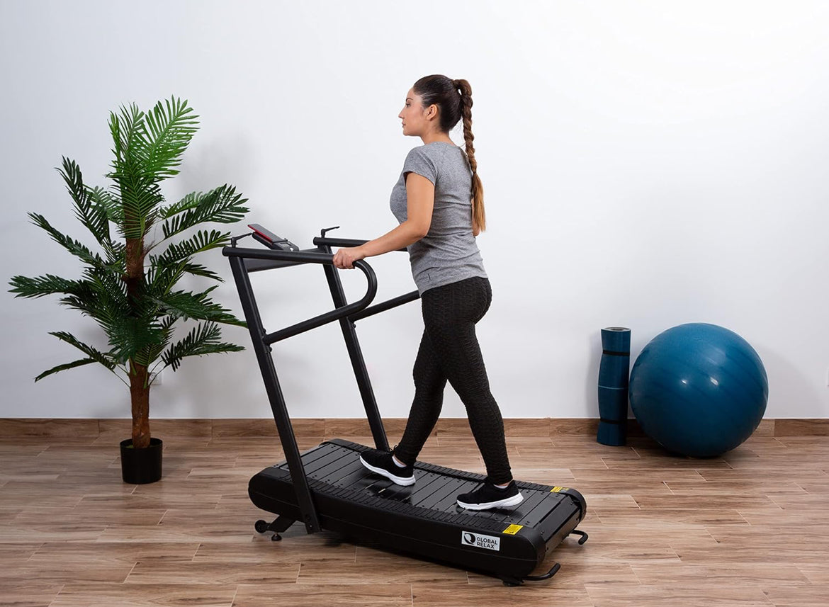 Tapis de course GLOBAL RELAX Vitesses de 1 à 20 km/heure Inclinaison automatique et manuelle (Ecran LCD et digital Bluetooth USB)