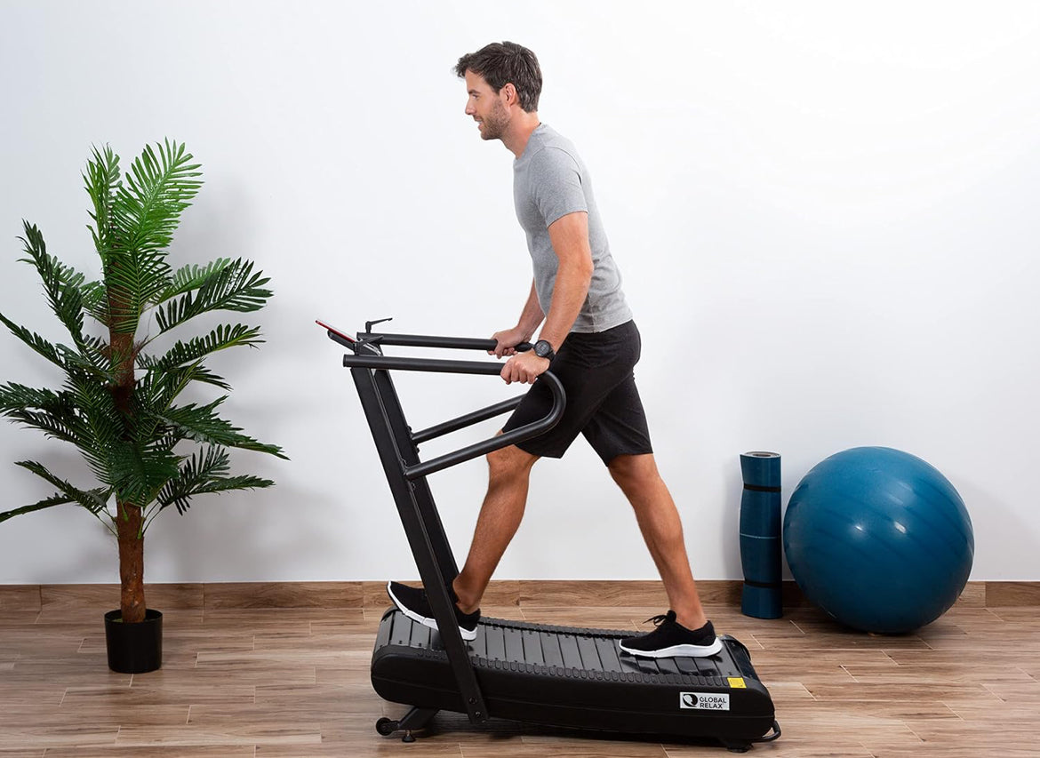 Tapis de course GLOBAL RELAX Vitesses de 1 à 20 km/heure Inclinaison automatique et manuelle (Ecran LCD et digital Bluetooth USB)