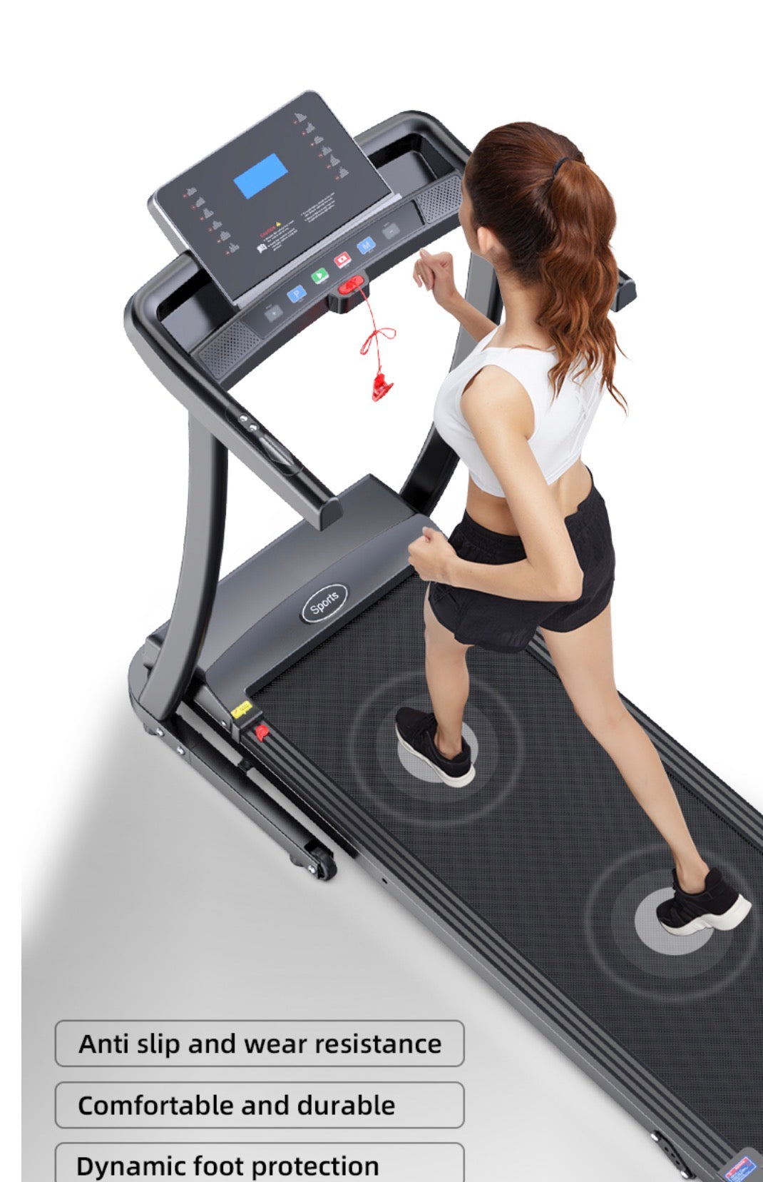 Tapis de course pliant Moteur de 2,0 CV Inclinaison manuelle à 3 niveaux KMSTPS01