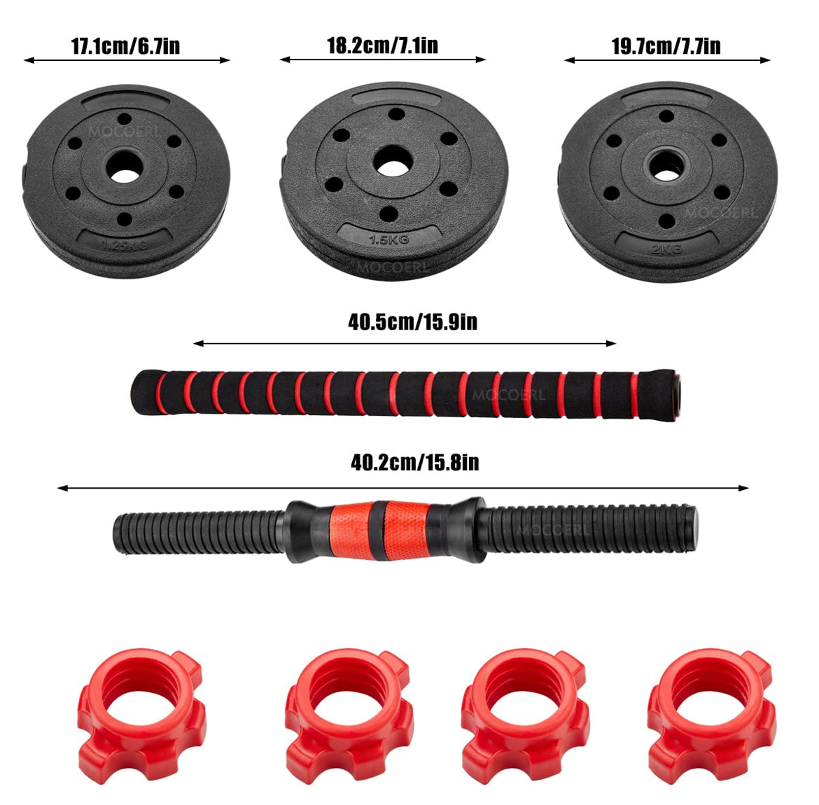 Ensemble d'haltères réglables Sport 2 en 1 (10kg-20 kg-30kg-40kg) avec colliers de serrage et tube de connexion