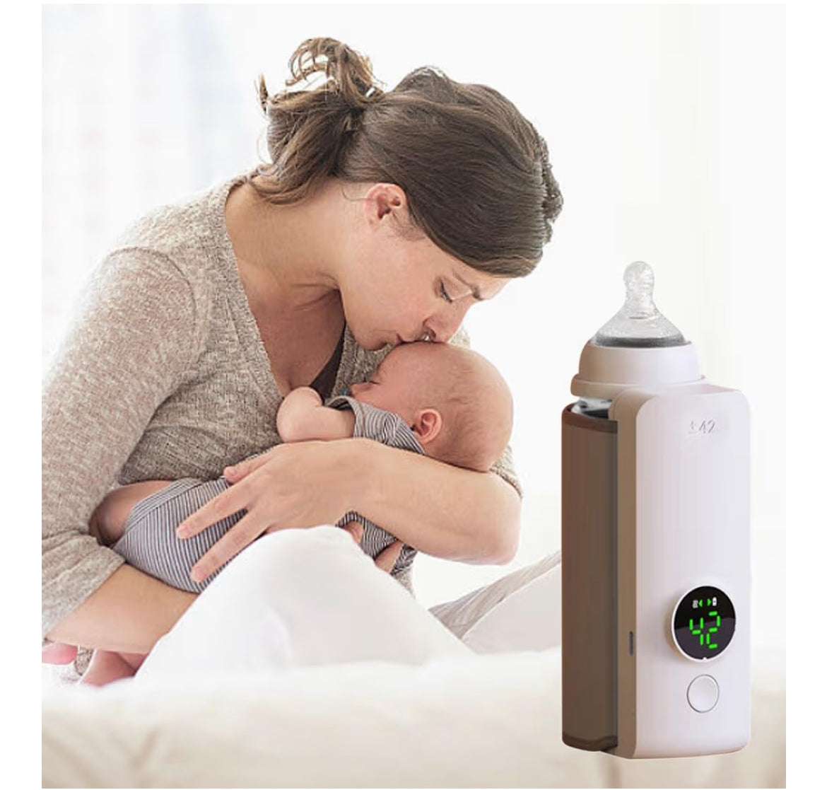 Chauffe-biberon portable avec écran LCD Sac pour biberon universel avec 6 niveaux de réglage de la température