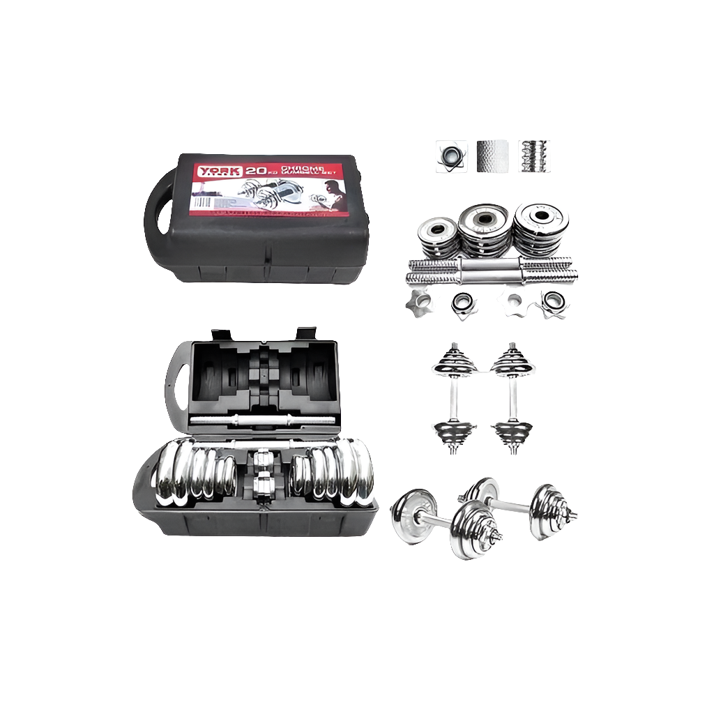 Kit d'haltères chromées 20KG York Fitness