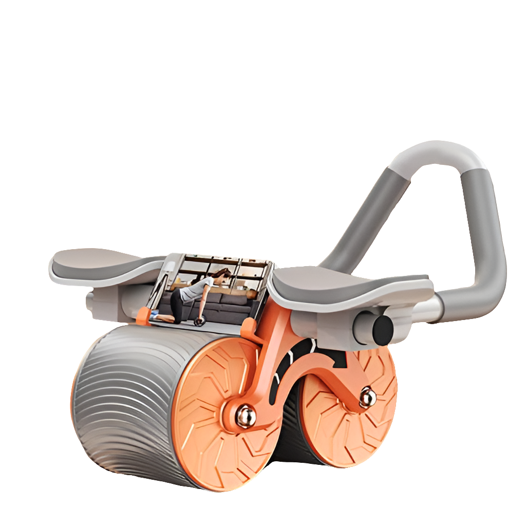 Roue abdominale à rebond automatique avec soutiens des coudes et tapis de protection des genoux