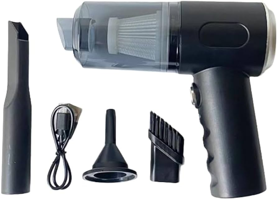 Aspirateur portable 3in1 avec ventilateur et têtes différentes.