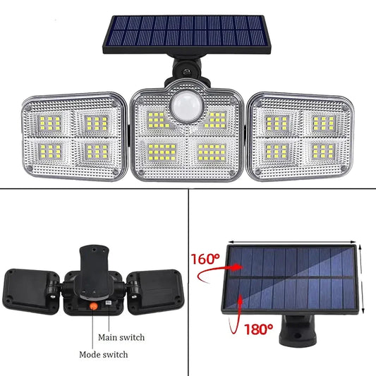 Applique murale LED d'extérieur étanche à énergie solaire avec détecteur de mouvement et télécommande