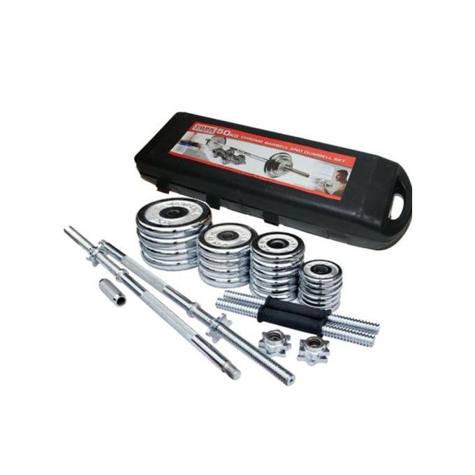 Kit d'haltères chromées 50KG York Fitness