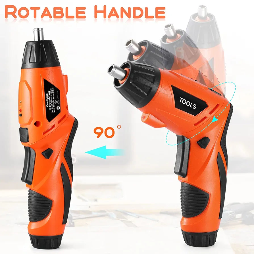 Tournevis électrique sans fil rechargeable avec tête pivotante
