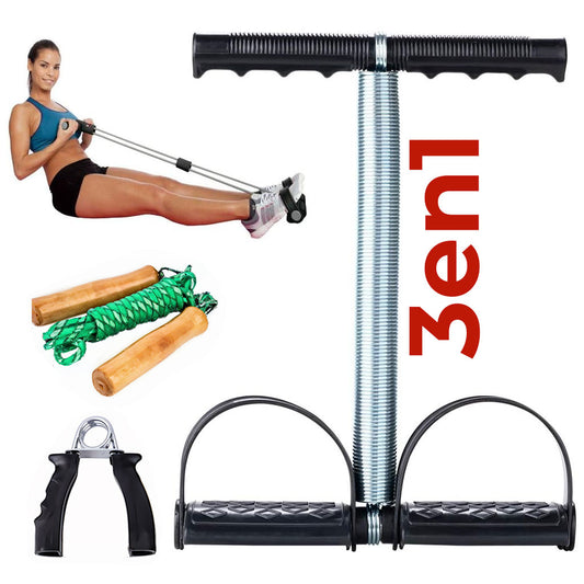Pack accessoire fitness 3-en-1 (Corde à Sauter,Poignet et Appareil pour Abdos)