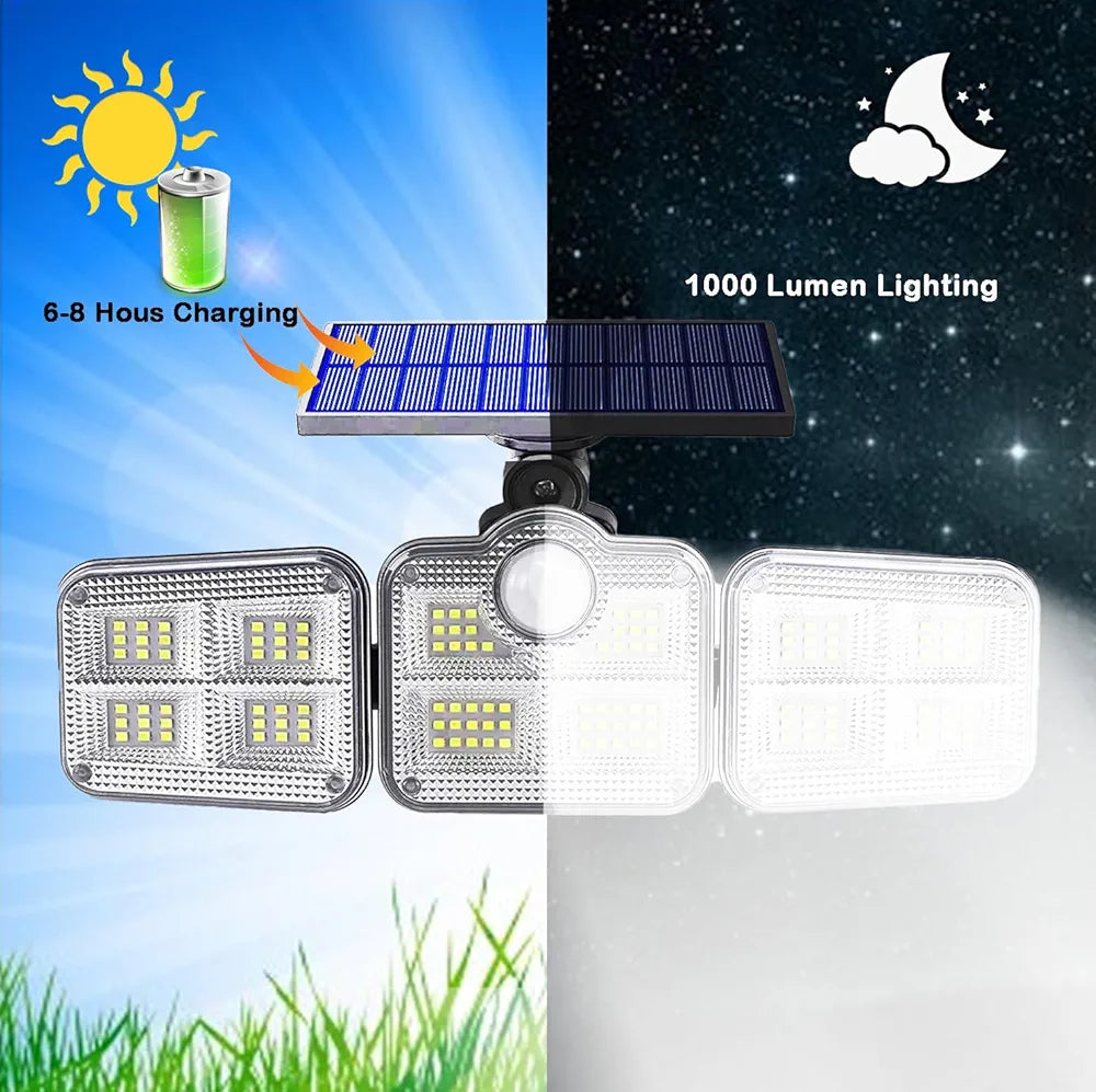 Applique murale LED d'extérieur étanche à énergie solaire avec détecteur de mouvement et télécommande