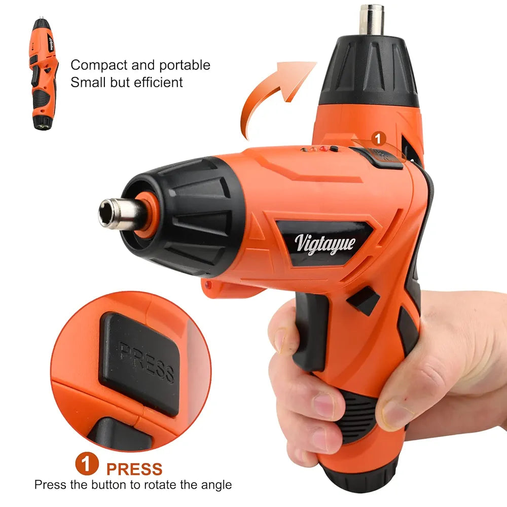 Tournevis électrique sans fil rechargeable avec tête pivotante