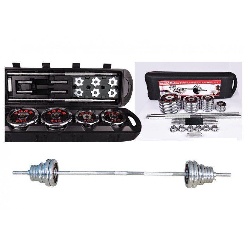 Kit d'haltères chromées 50KG York Fitness