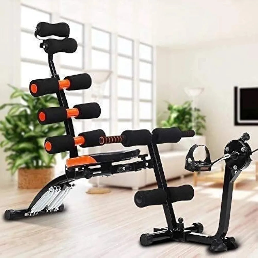 Banc multifonctions pour abdominaux fitness avec bande résistance et pedal