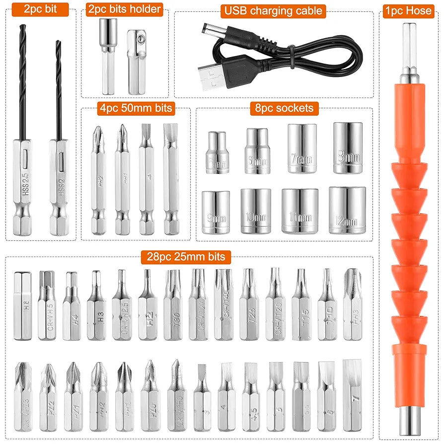 Tournevis électrique sans fil rechargeable avec tête pivotante
