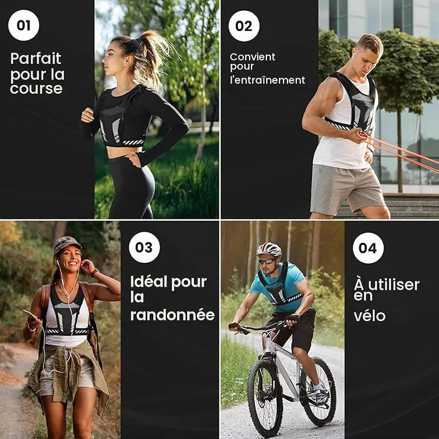 Veste de Running Porte-Téléphone et Bouteille d'Eau, Zip Reflectif, Adaptable et Respirante