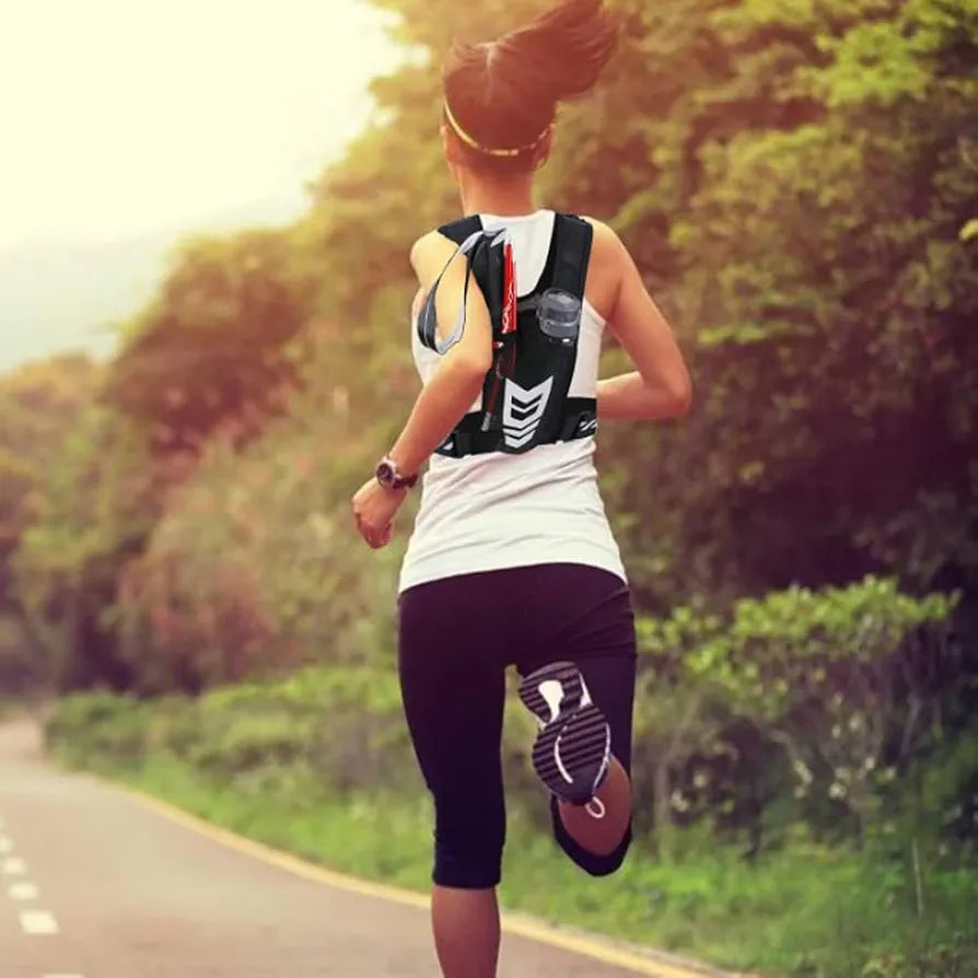Veste de Running Porte-Téléphone et Bouteille d'Eau, Zip Reflectif, Adaptable et Respirante