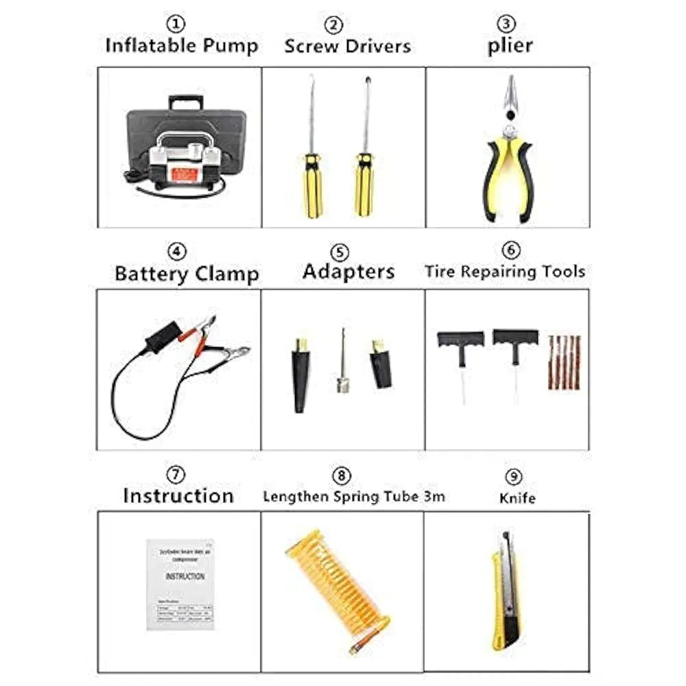 Compresseur d'air automatique à double cylindre avec manomètre analogique
