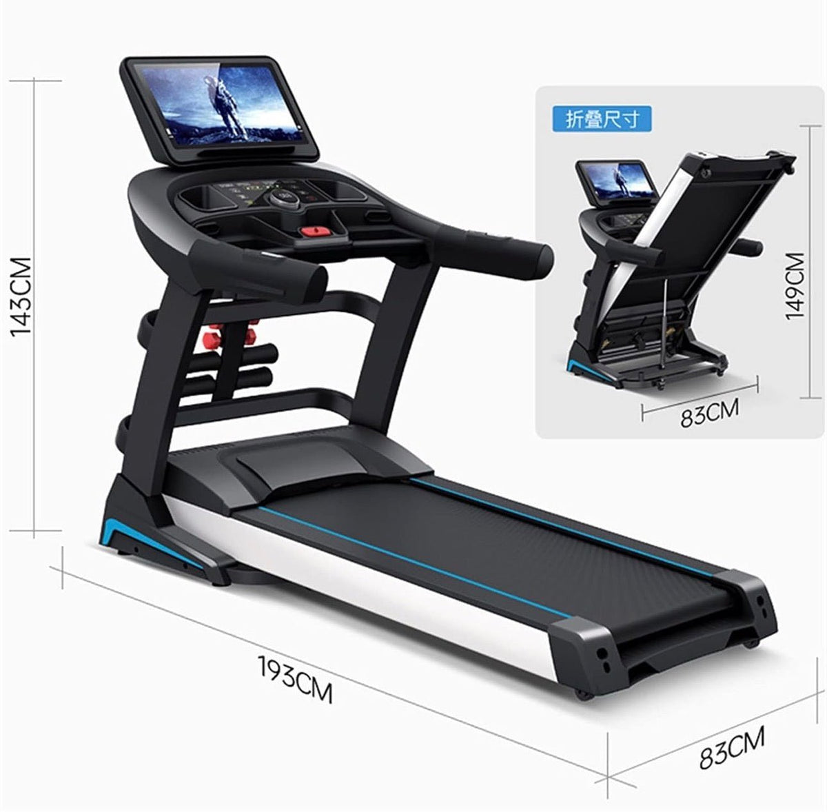 Tapis de Course électrique Professionnel Pliable – (Écran Multimédia, Grand écran Smart Multi-fonction Absorption des chocs Pliant) - Lewndi Tech